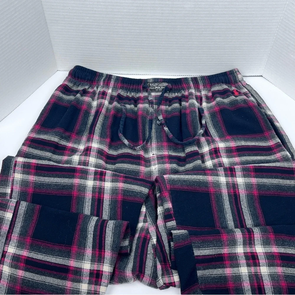 Polo Ralph Lauren 100% Cotton Plaid Drawstring Lounge Pants Size L; Sleepwear